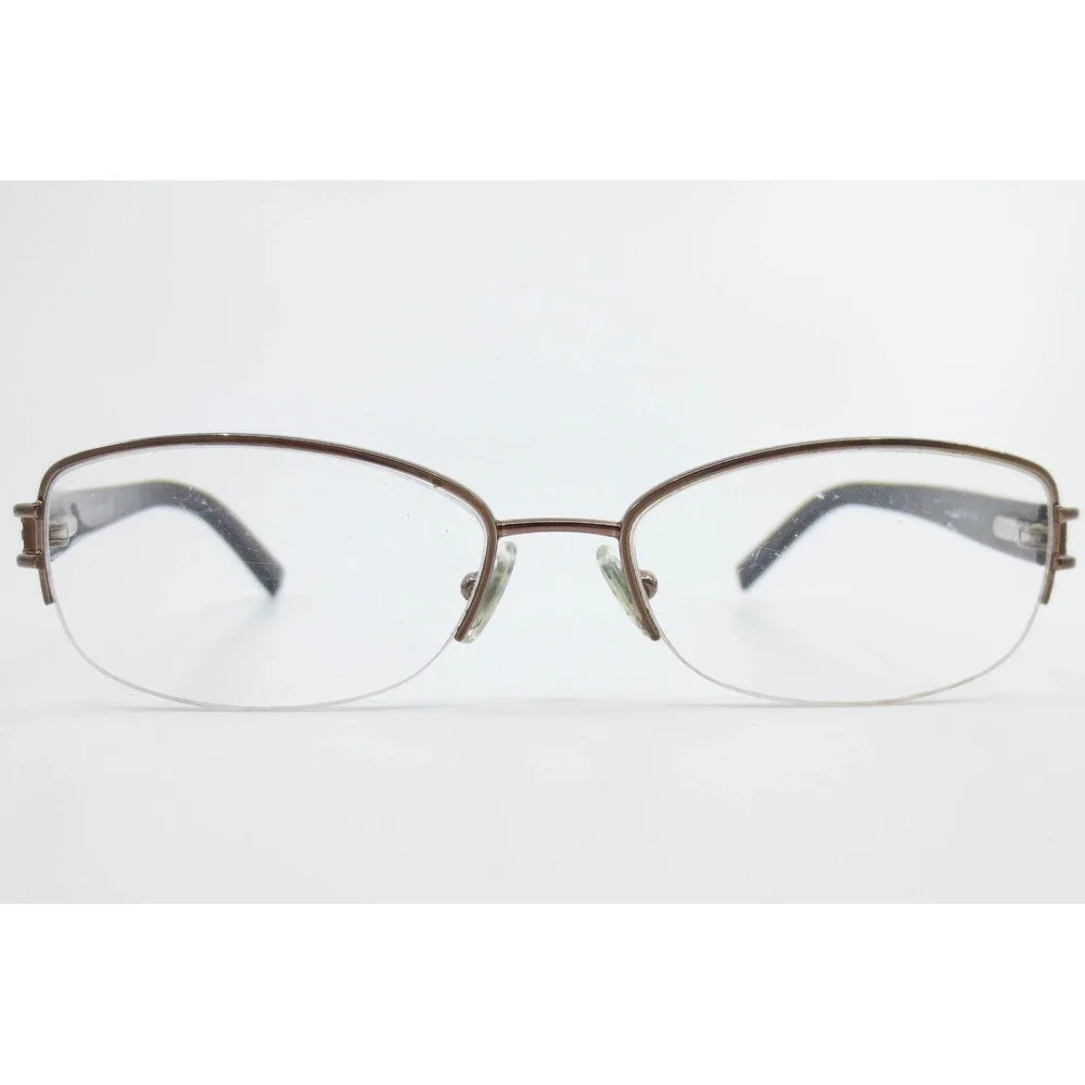 Copper Semi Rimless Eyeglasses Frames CL711 52-16-135 Brown Oval Rectangle